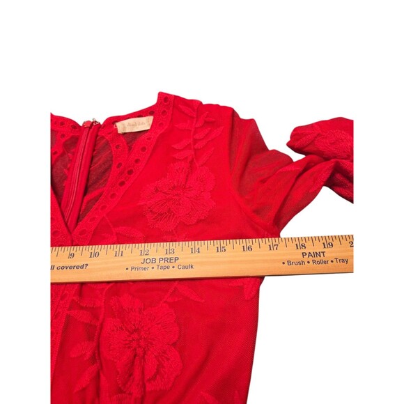 Altar'd State Lavesta Dress M Red Floral Lace Romantic Whimsical Embroidered A35 - Picture 10 of 12